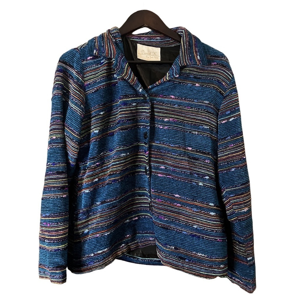 Daniel K Coldwater Creek Multicoloured Striped Button Jacket Western Sz M